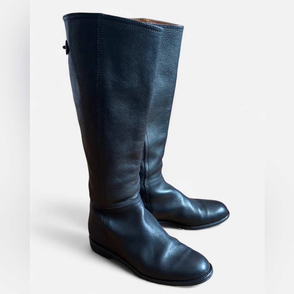 Madewell Sidney Tall Black Leather Riding Boots- size 7